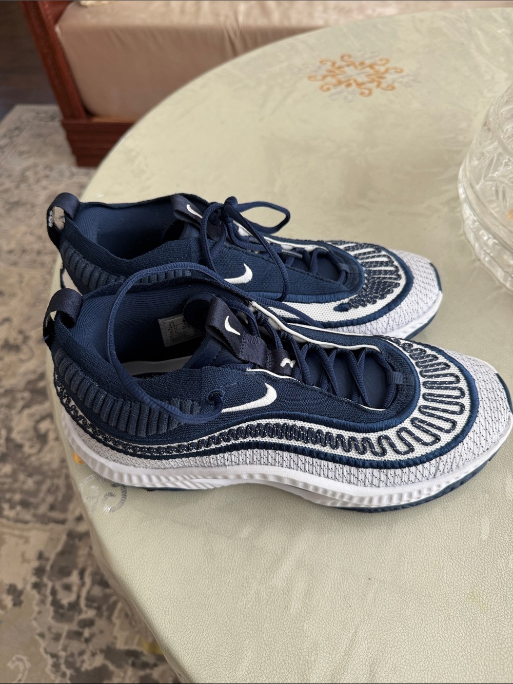 Nike Kids Navy and White Knit Athletic Sneakers